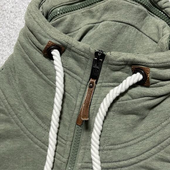 Naketano Sweatshirt Mens Large Green A Brave New World Full Zip Cowl Neck - Picture 7 of 16